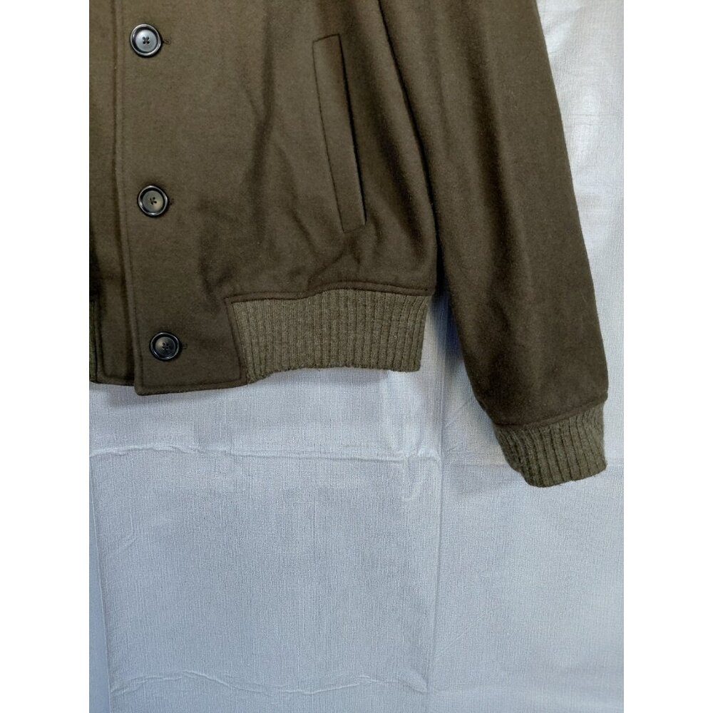 Zara Wool Blend Fleece Bomber Jacket XL Army Green Streetwear Pockets Gorpcore - Picture 3 of 14